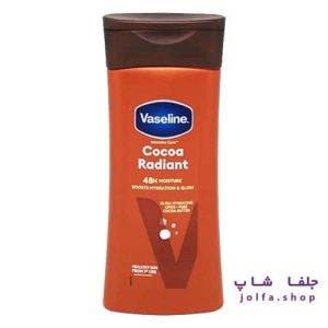 لوسیون بدن وازلین Cocoa Radiant اصل با عصاره کره کاکائو برای پوست خشک و درخشان